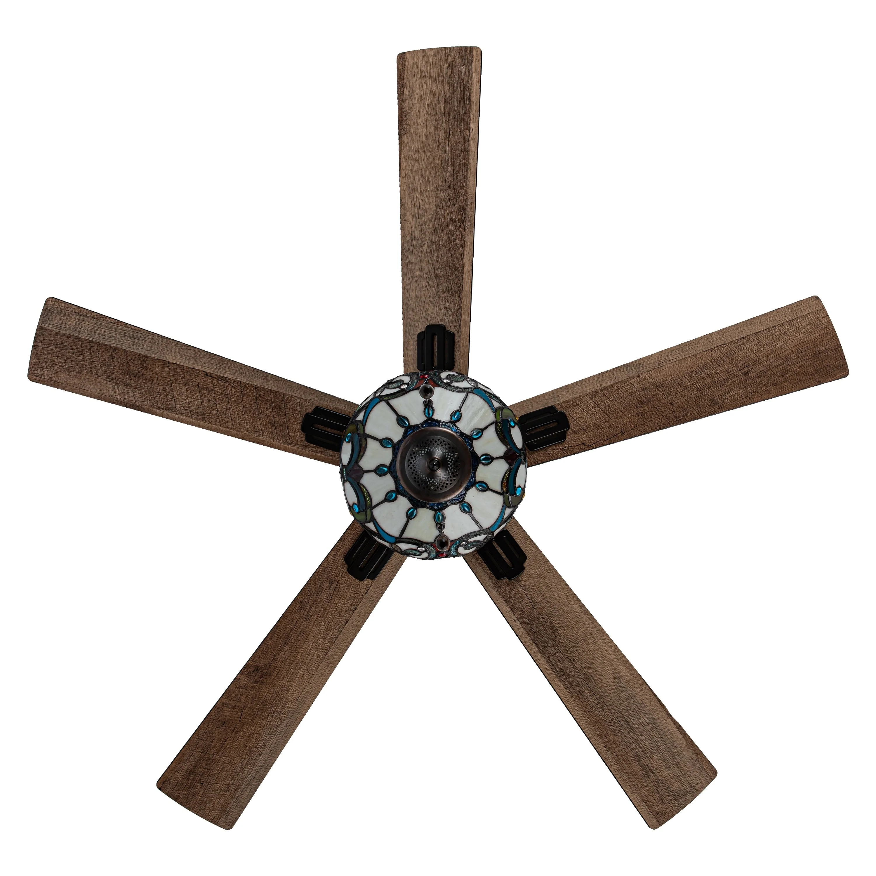 Della River of Goods Oil-Rubbed Bronze and Stained Glass 52-Inch 3-Light Remote-Controlled Ceiling Fan