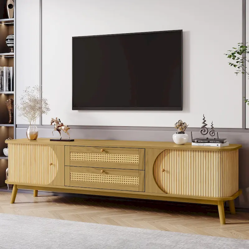 Modern Farmhouse Rattan TV Stand