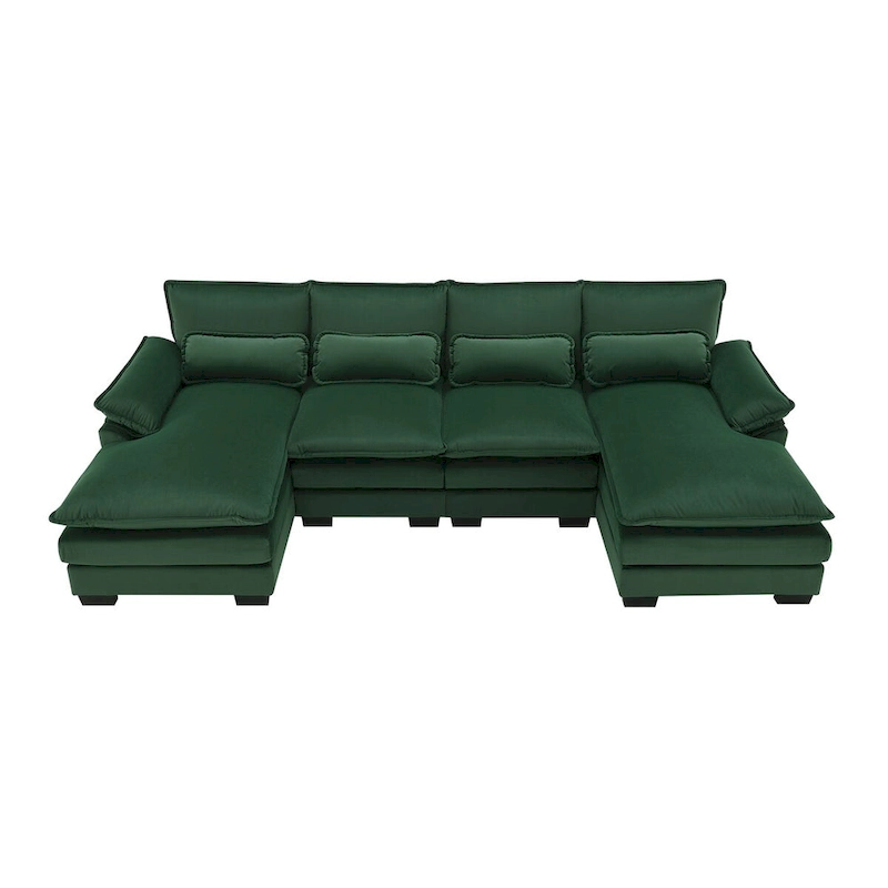 6-seat Upholstered Symmetrical Sofa Furniture U-shaped Sectional Sofa with Waist Pillows