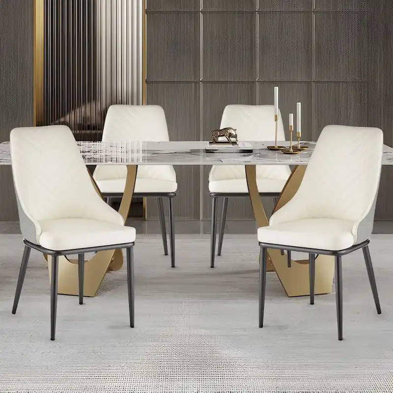 Faux Leather Upholstered Dining Chairs, Set of 4 - 18.1W x 21.3W x 36.6H