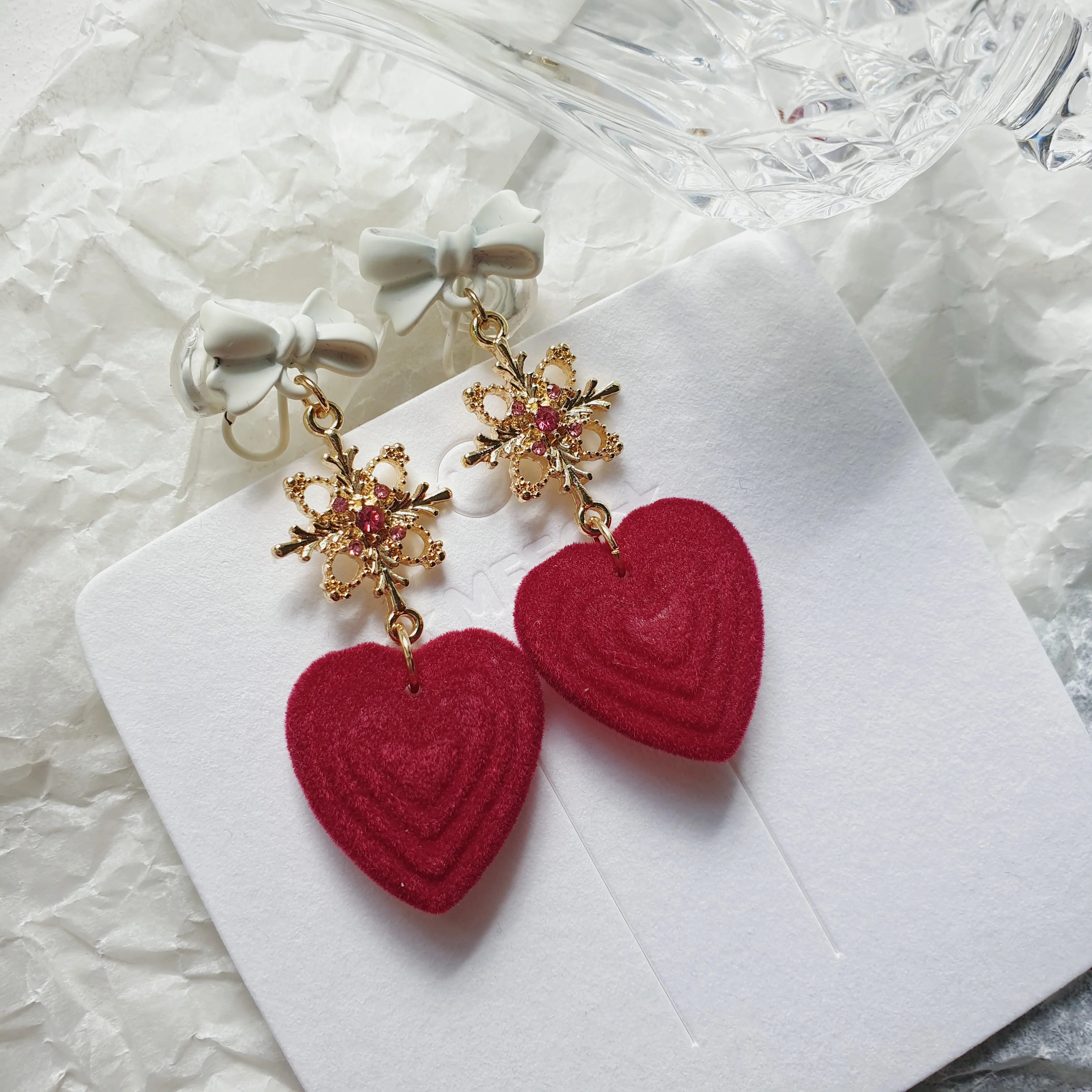 Luninana Clip-on Earrings -  Majestic Red Heart Earrings LL011