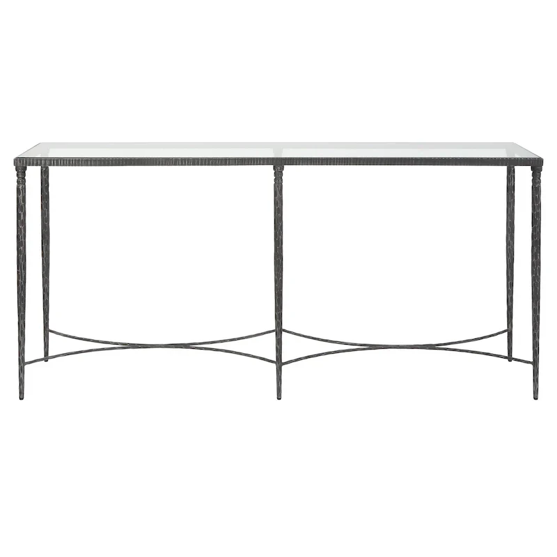 Iron & Glass Console Table - 63W x 30H x 14D