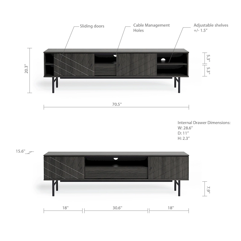Studio London Amara 70.6 Media Console Oak Effect TV Stand