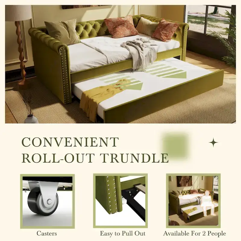 Christopher Knight Home - Augusta Velvet Upholstered Tufted Daybed with Trundle Design