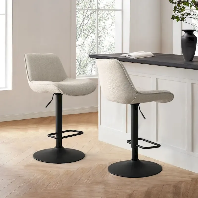 18 Bigger Base Vinyl Adjustable Height Swivel Bar Stool, Set of 2