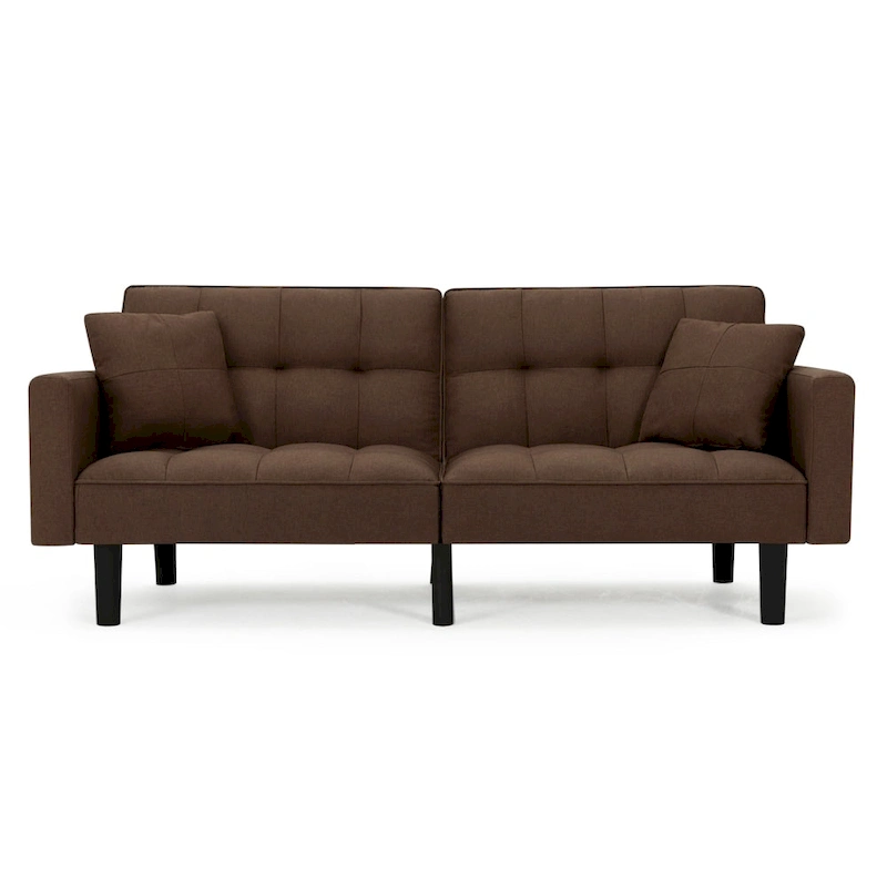 AVAWING 74 Modern Tufted Convertible Futon Sofa Bed with 2 Pillows