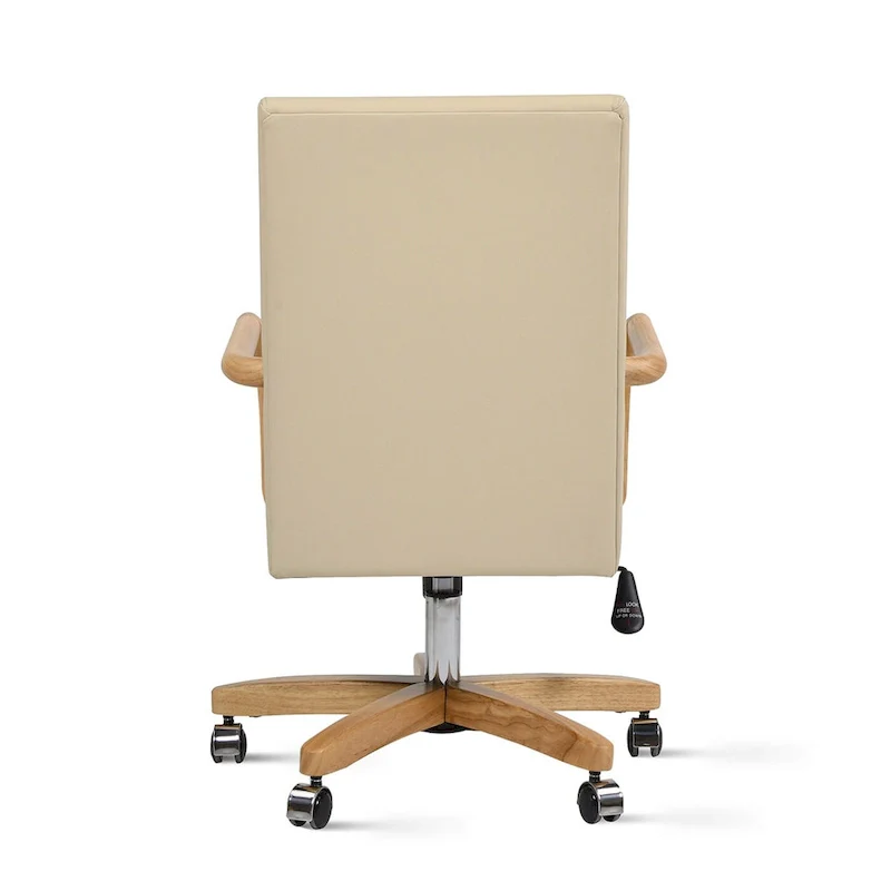 Modern Farmhouse Top Grain Leather Swivel Office Desk Chair