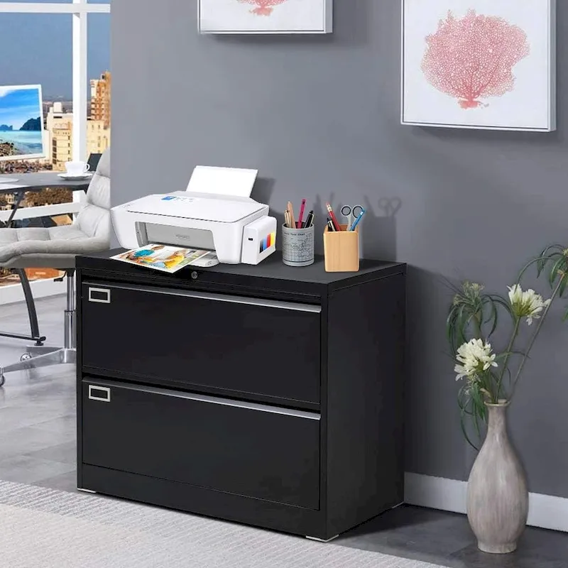 36 W 2 Drawer Metal Lateral File Cabinet with Lock