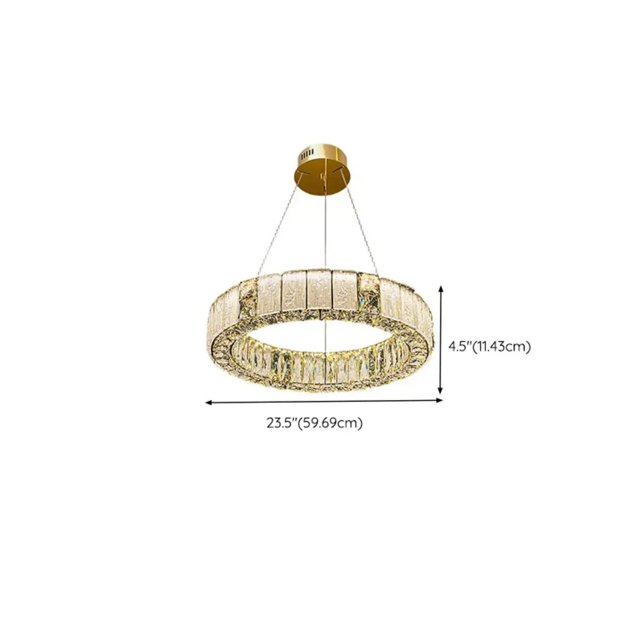 Gold Circular Crystal Linear Modern Chandelier Light