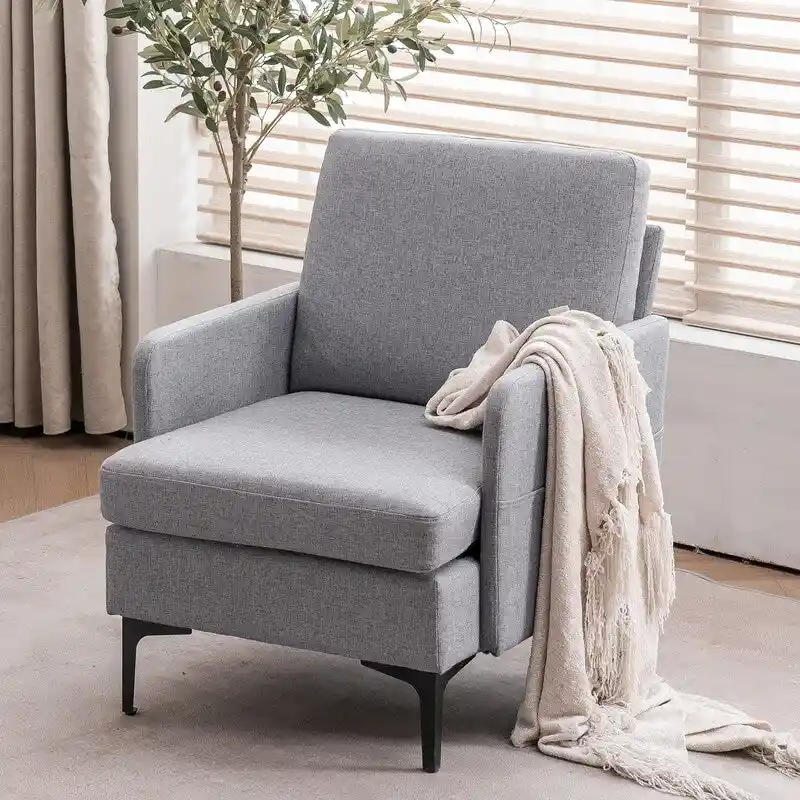 Upholstered Linen Accent Armchair