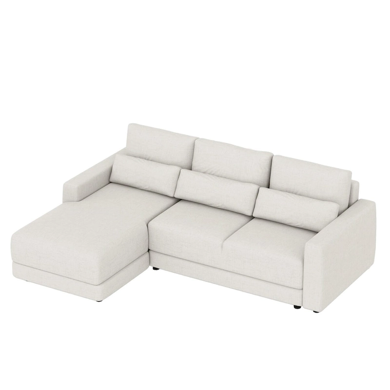 L-shaped Modular Sectional Sofa with Removable Back Cushions and 3 Pillows