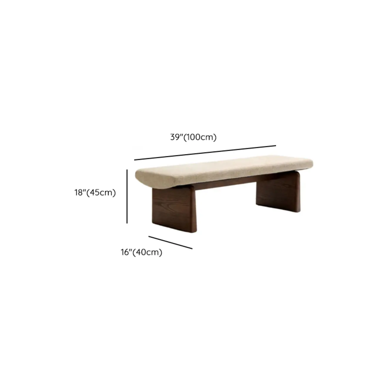Modern Upholstered Beige Bedroom Bench Wooden Frame