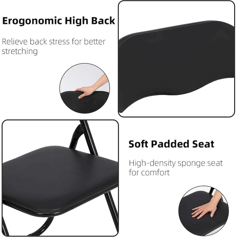 6 Folding Chairs with Cushion, with Non-Slip Feet Pads