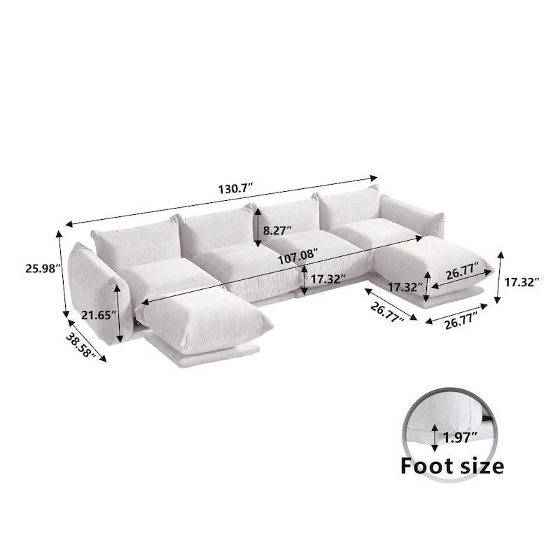 U-Shape Modular Sofa Chenille Sectional Couch