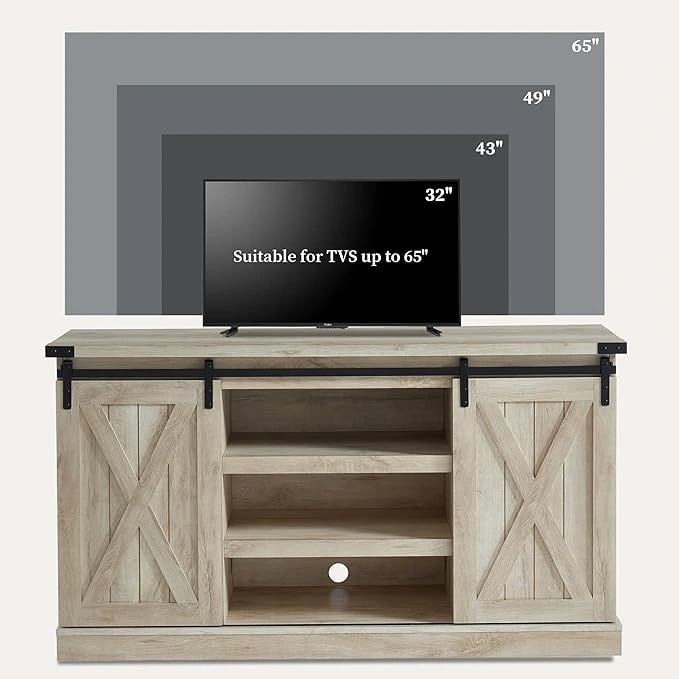 Wood Media Console TV Stand Entertainment Center