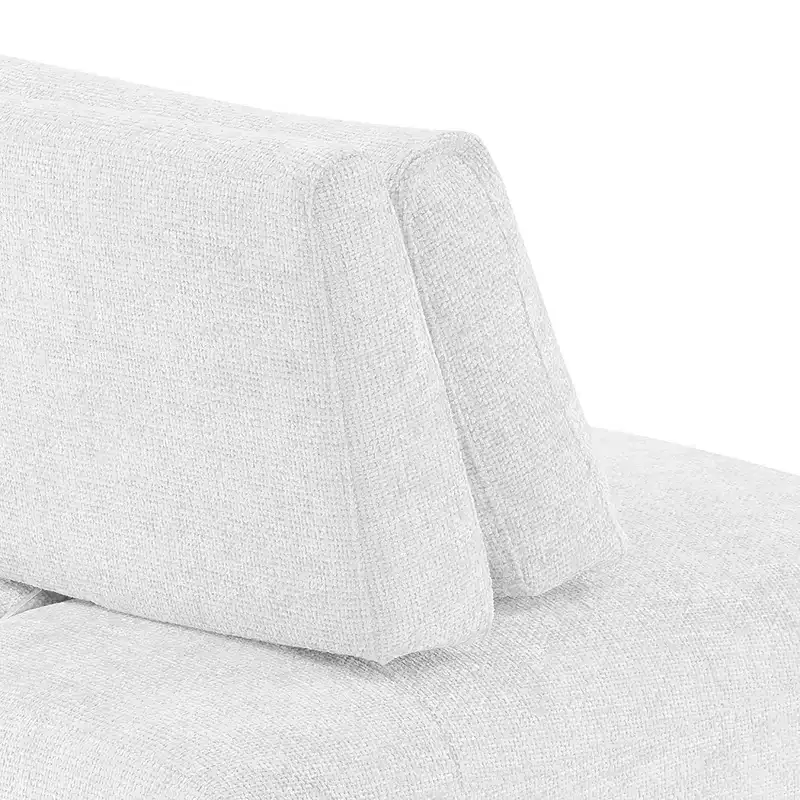 HOMES: Inside + Out Povoa Modern Modular Armless Chair Chenille with Extendable Backrest White