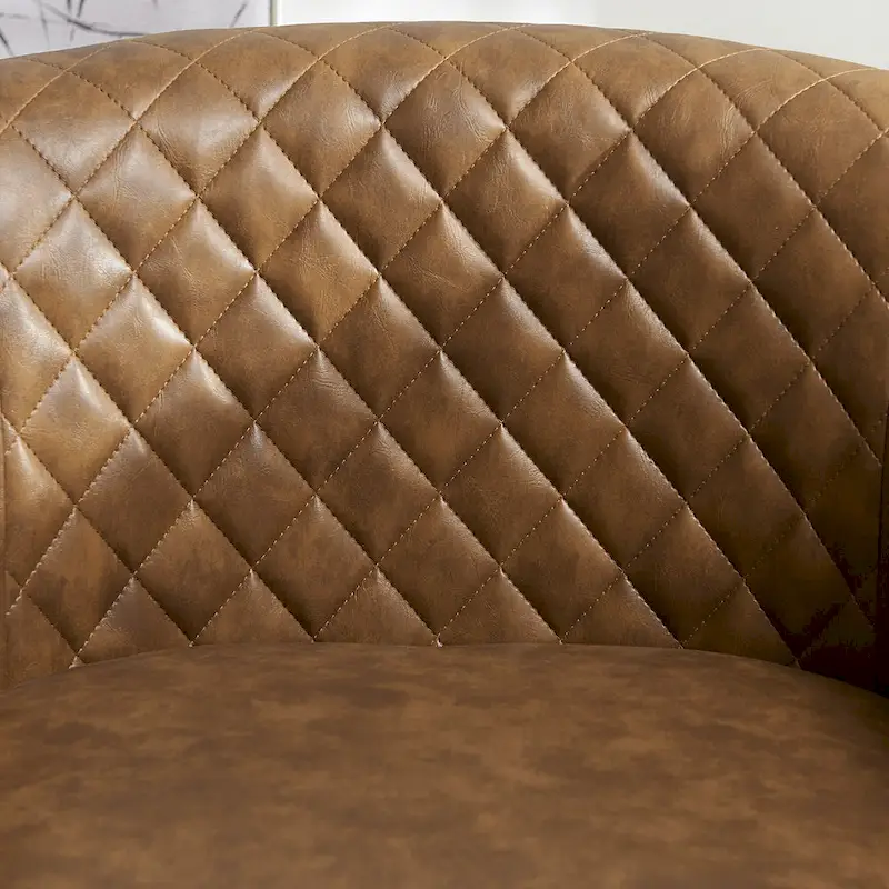 KINWELL 29 Wide Tufted PU Leather Swivel Barrel Chair (Set of 2)