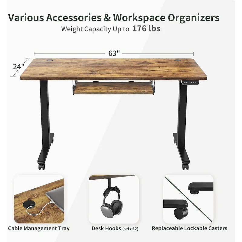 FEZIBO/Home Office Furniture/Wood/Desk With Keyboard Tray/Desks