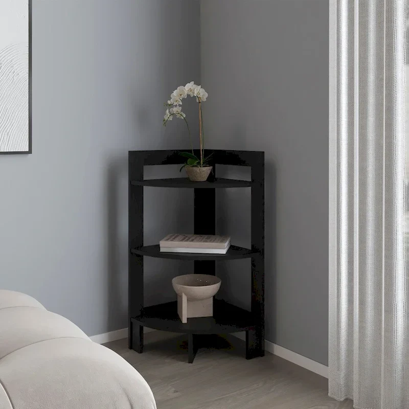 3-Tier Corner Shelf Unit, Black