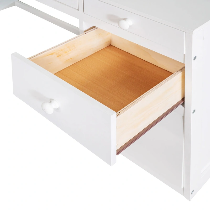 Loft Bed with Ladder, Shelves and Desk