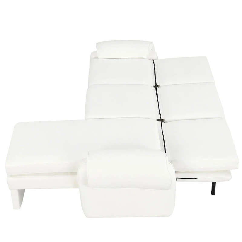 94.1 Chenille L-Shaped Futon Sofa with Adjustable Backrest & Reversible Chaise