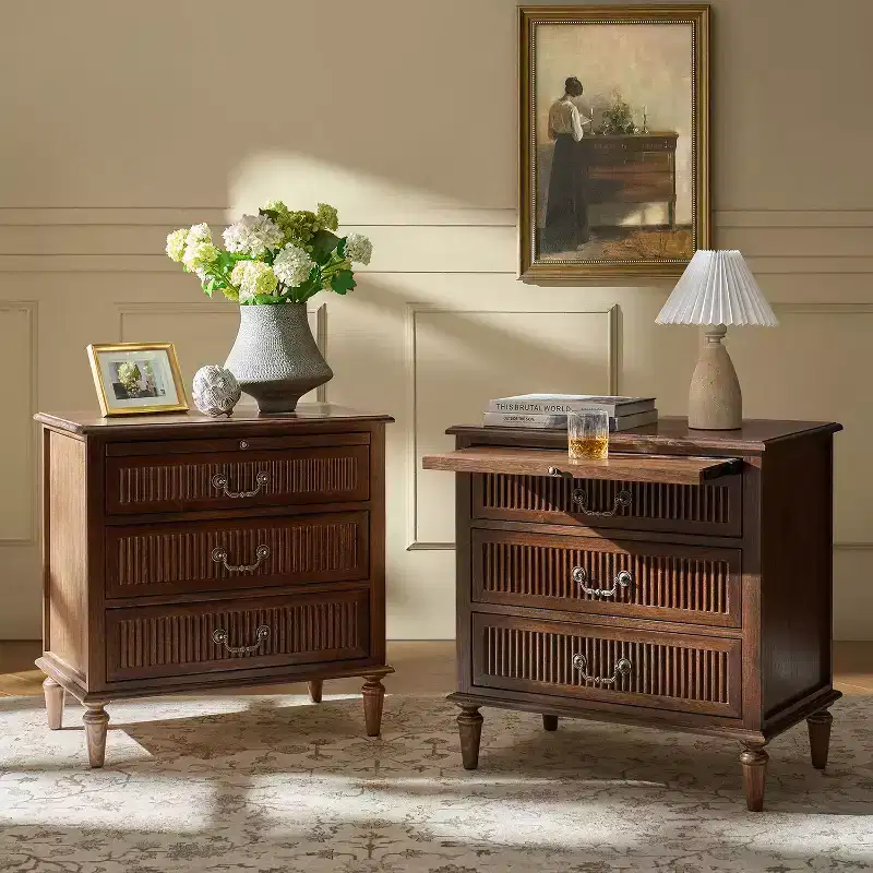Herlinda 3-Drawer end table with Built-In Outlet Set of 2|ARTFUL LIVING DESIGNS