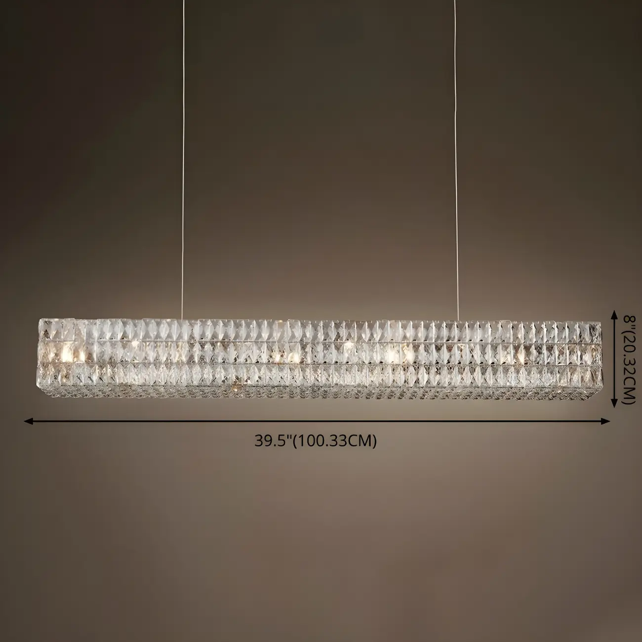 Modern Clear Crystal Rectangular Pendant Light