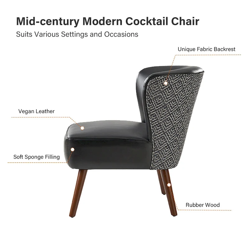 Alexander Mid-Century Modern Side Armchair with Solid Wood Legs by HULALA HOME