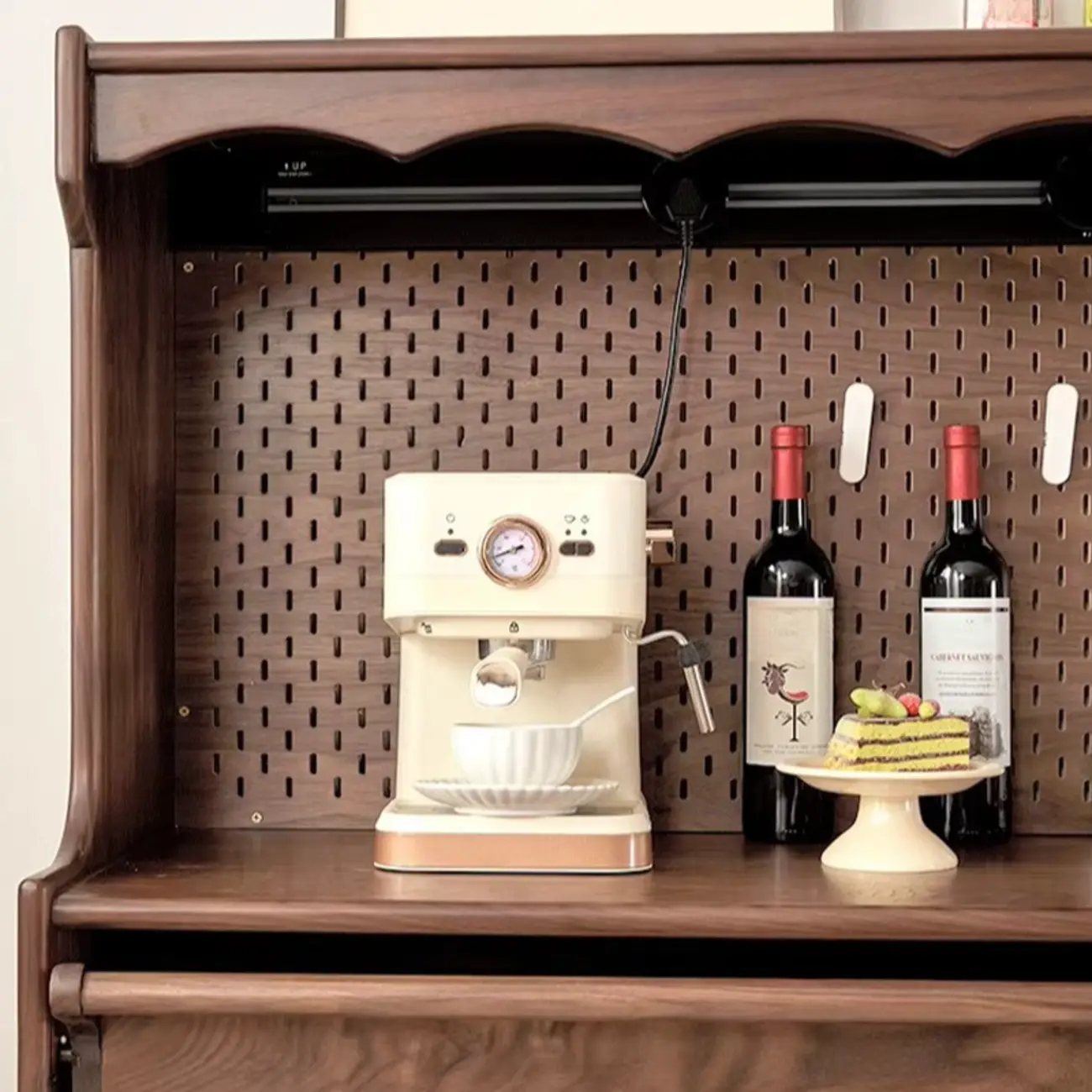 Lighting Wooden 3-Drawer Pegboard Back Brown Sideboard