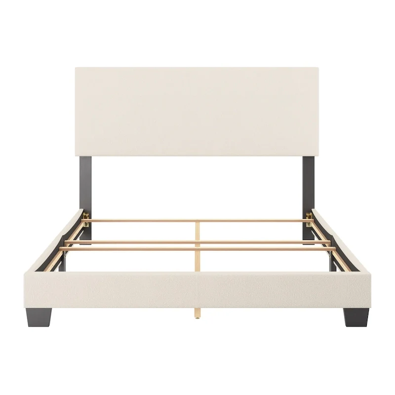 Nova Upholstered Modern Boucle Bed, Box Spring Required