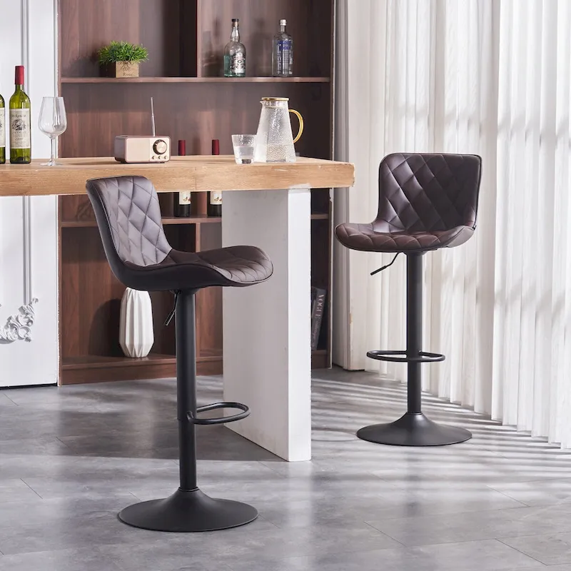 Bar Stools Set of 2 Adjustable Swivel Bar Chairs Modern Counter Stools