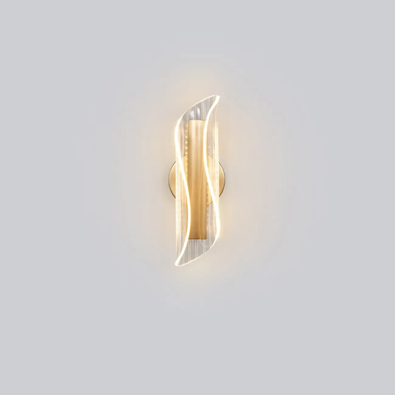 Art Deco Gold Metal and Acrylic LED Wall Sconce