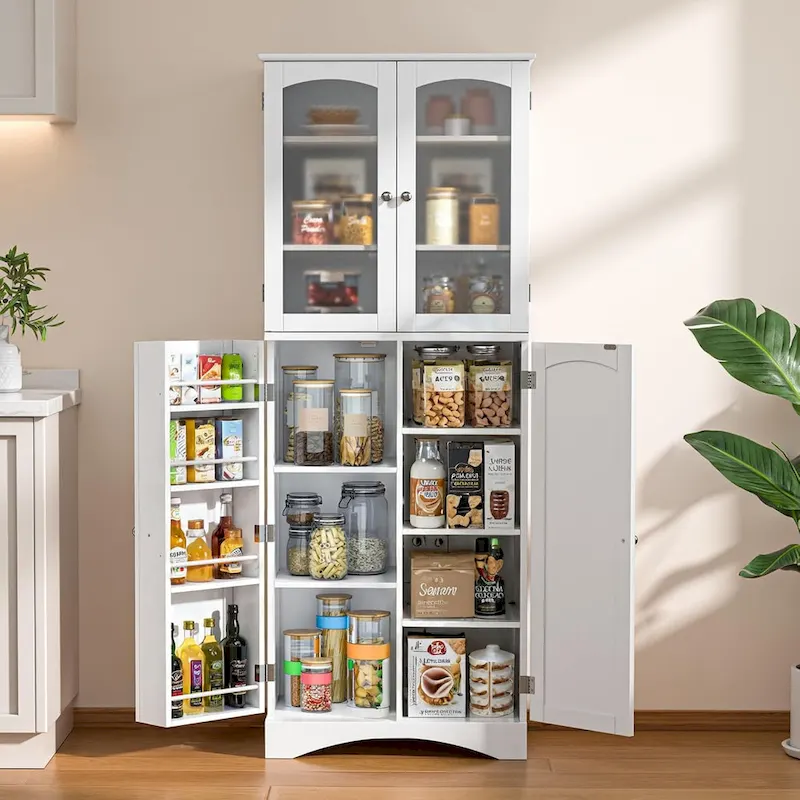 64 inches Tall Kitchen Storage Pantry Cabinet with Adjustable Shelves