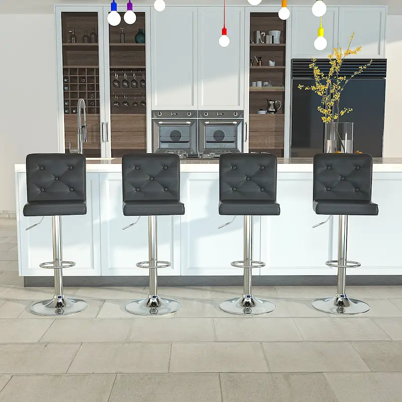 Javlergo Set of 4 Bar Stools Adjustable Swivel Counter Height Barstools with Back