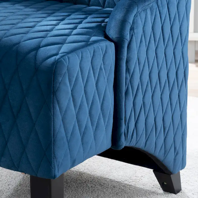 Upholstered Velvet Accent Chair with High Wingback and Wooden Legs