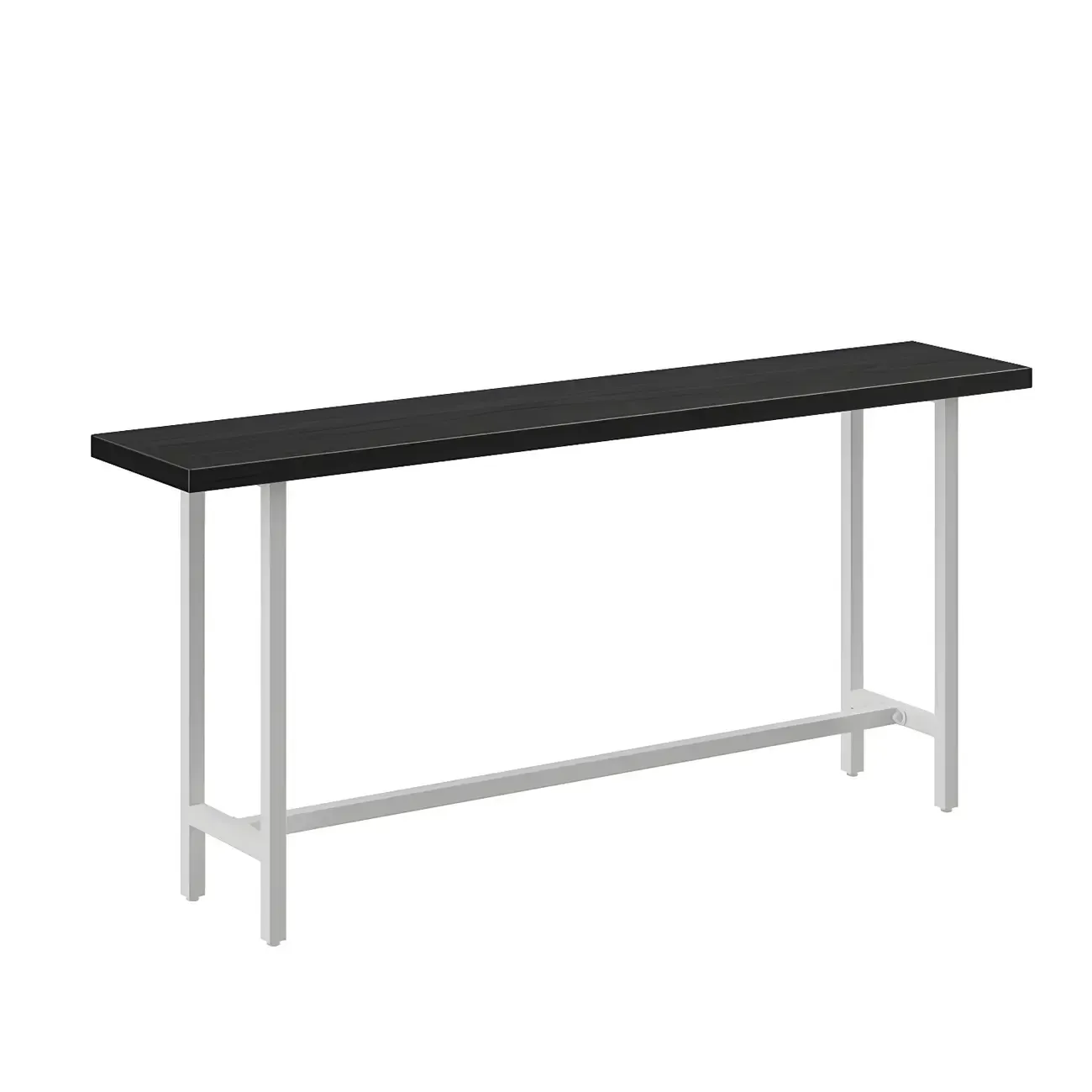 Industrial Black Wood Top Metal Trestle Base Bar Table