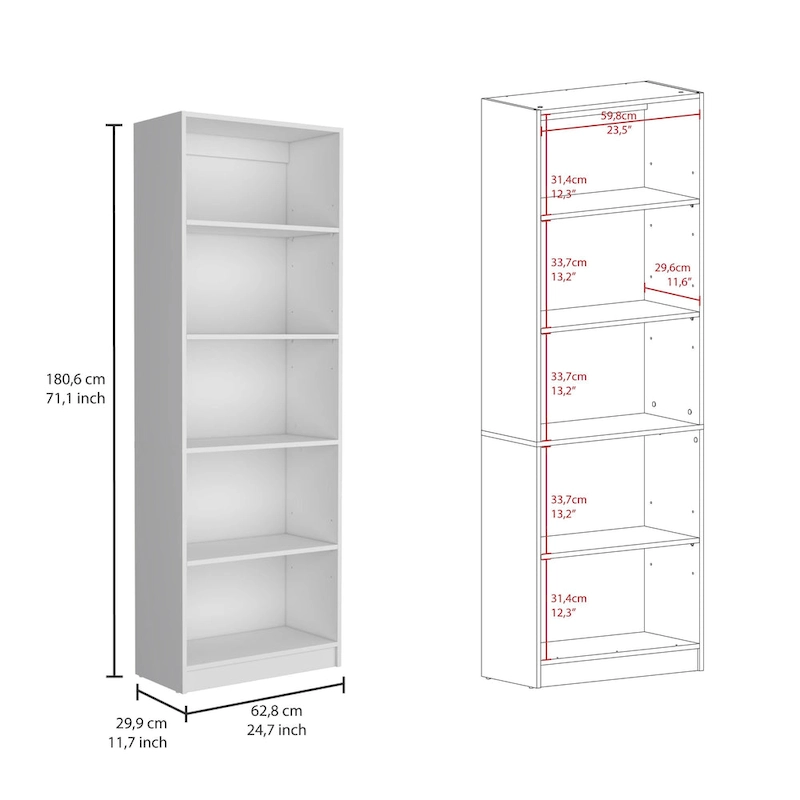Kenyon 3pc Set 67 Wide 5-Shelf and Cabinet Bookcase