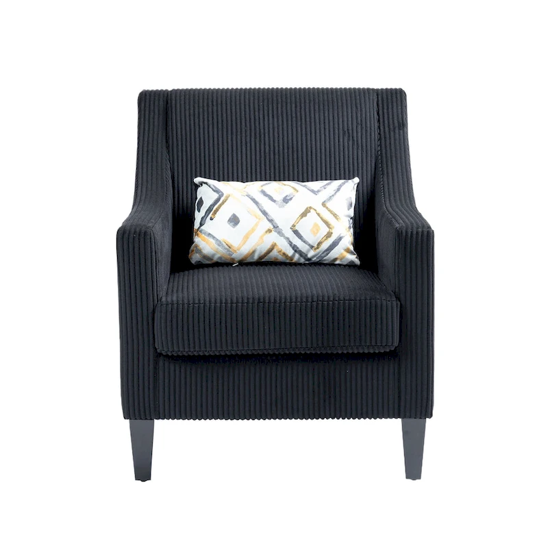 Black Modern 26.8 Arm Chair with Rubber Wood Legs