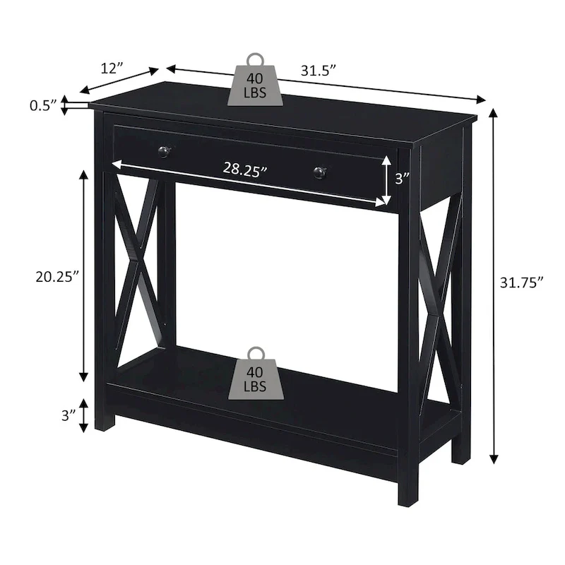 Convenience Concepts 1 Drawer Entryway Hall Table with Shelf