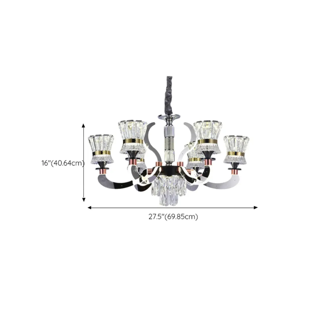 Luxury Chrome Tier Crystal Chandelier Modern Dimmable LED