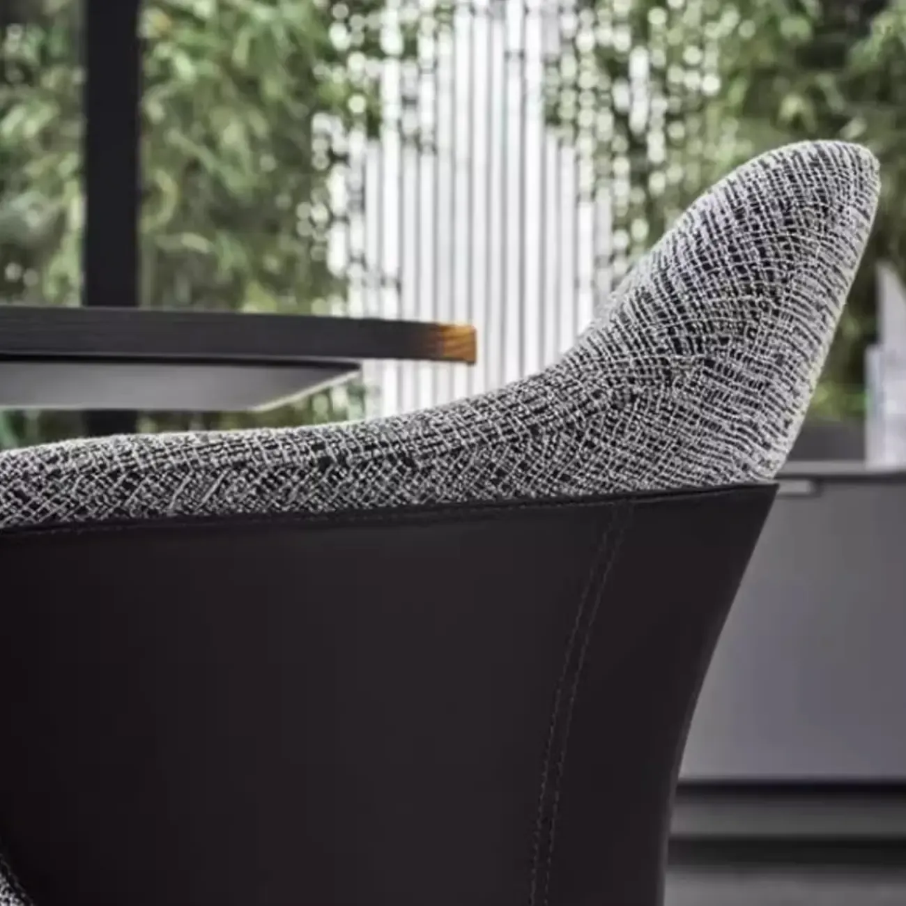 Modern Upholstered Dining Chair with Curved Back and Armrests