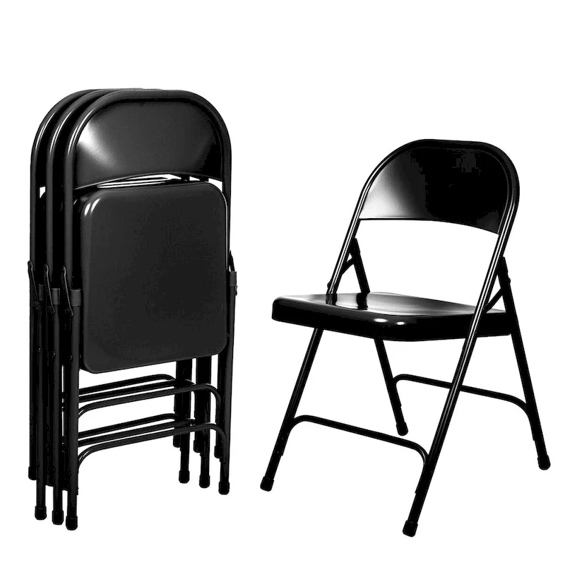 Bernadine Collection Metal Round-Backed Folding Chair, Pack of 4