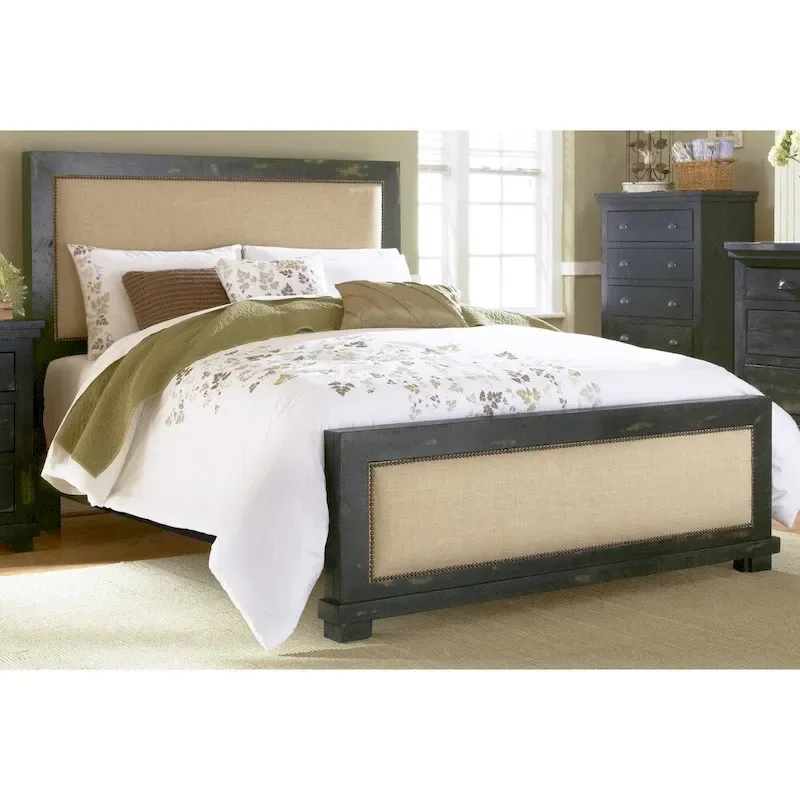 Pine Distressed Black Bed Frame