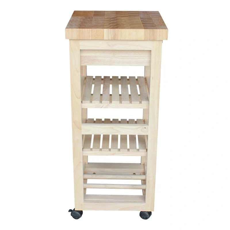 Estelle Unfinished Solid Parawood Kitchen Trolley