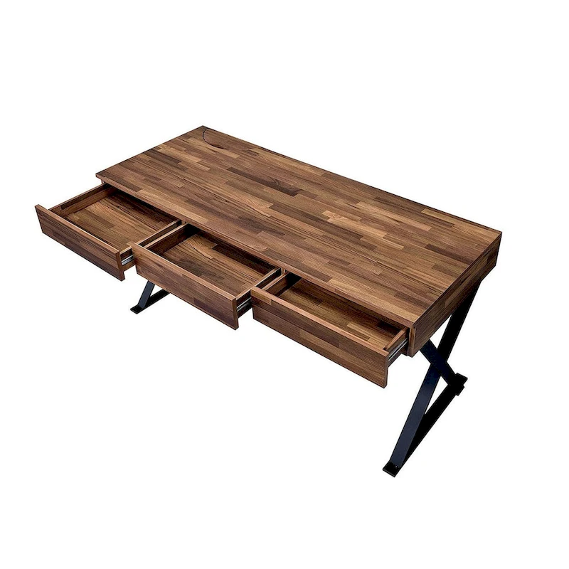 Wooden Desk with 3 Darwers in Black