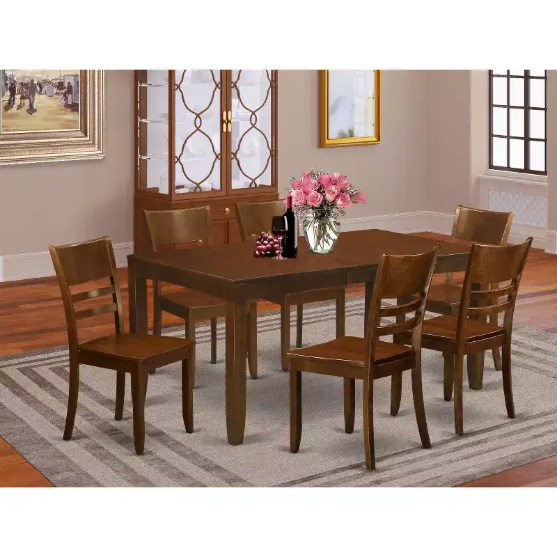 Espresso 7-Piece Rectangle Wood Dining Set, Seats 6