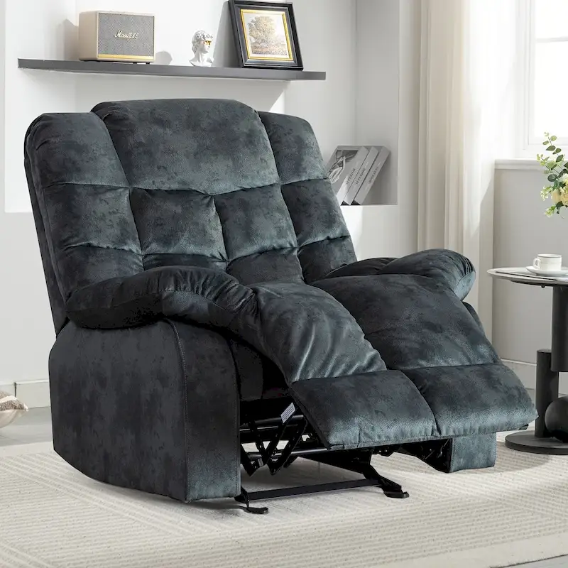 Manual Recliner Overstuffed Breathable Fabric Sofa for Living Room