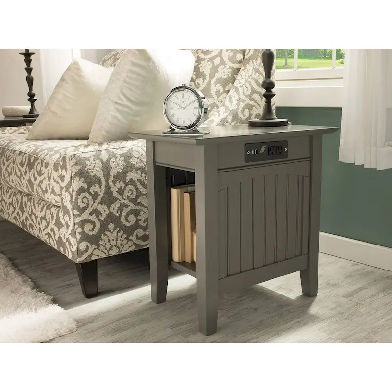 AFI Nantucket Chair Side Table with Built-in Charger