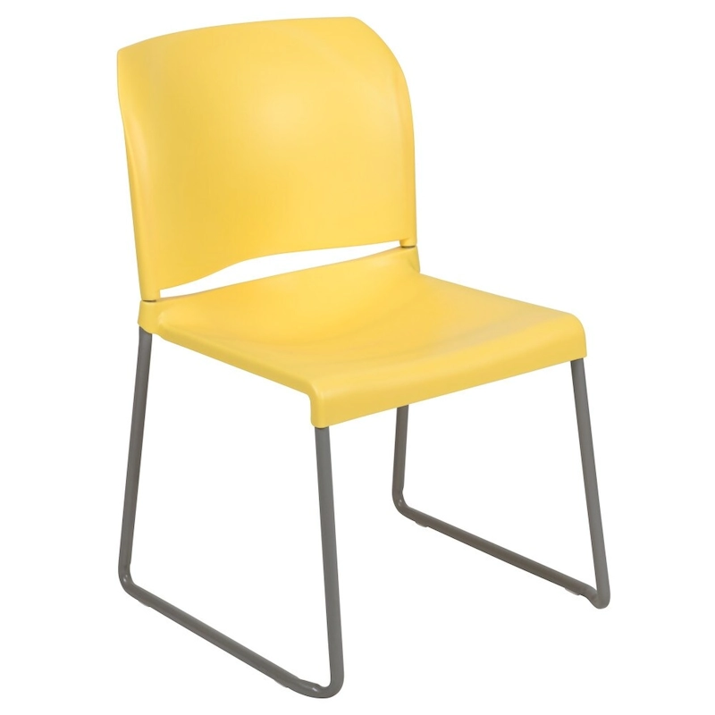 880 lb. Capacity Full Back Contoured Stack Chair with Powder Coated Sled Base