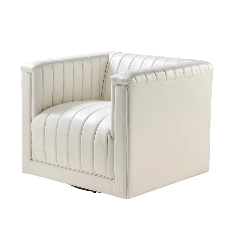 Esteban Modern Leather Upholstered Swivel Barrel Chair by HULALA HOME